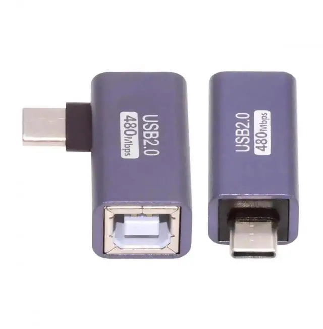 Alt view image 6 of 7 - WRIARICH 2 Pack USB 2.0 B Female to USB-C Male Adapters, Straight & Angled Type Extension Converters for Printers, External Hard Drives & USB-C Devices