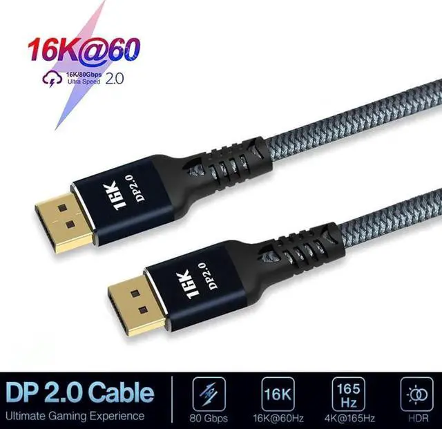 Main image of WRIARICH DisplayPort Cable 2.0, 16K DP Cable 10FT (16K@60Hz, 8K@60Hz, 4K@165Hz) HBR3 Support 80Gbps, HDCP 2.2, HDR10 FreeSync G-Sync 10 ft.