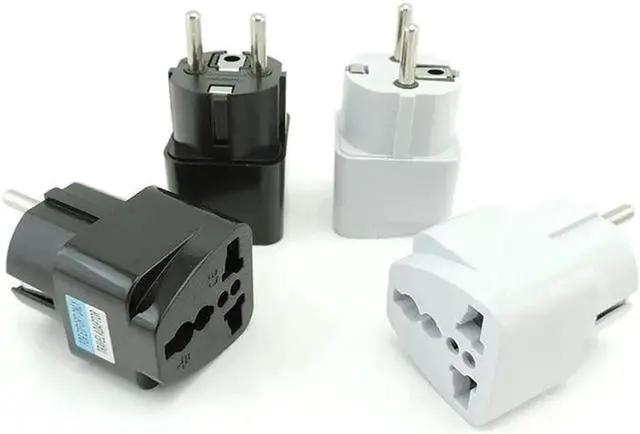 Main image of WRIARICH US to EU DE Travel Plug Adapter, 2 Round Pins, Black, 1 Pack