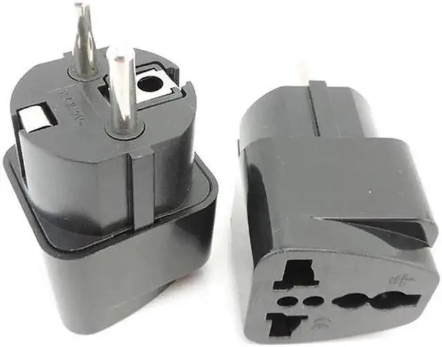 Alt view image 4 of 6 - WRIARICH US to EU DE Travel Plug Adapter, 2 Round Pins, Black, 1 Pack