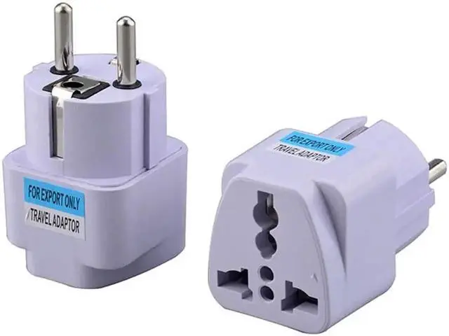 Alt view image 3 of 6 - WRIARICH US to EU DE Travel Plug Adapter, 2 Round Pins, Black, 1 Pack
