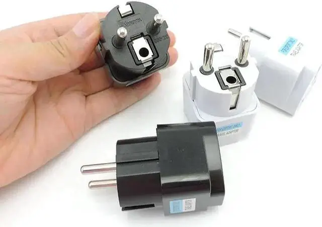 Alt view image 6 of 6 - WRIARICH US to EU DE Travel Plug Adapter, 2 Round Pins, Black, 1 Pack