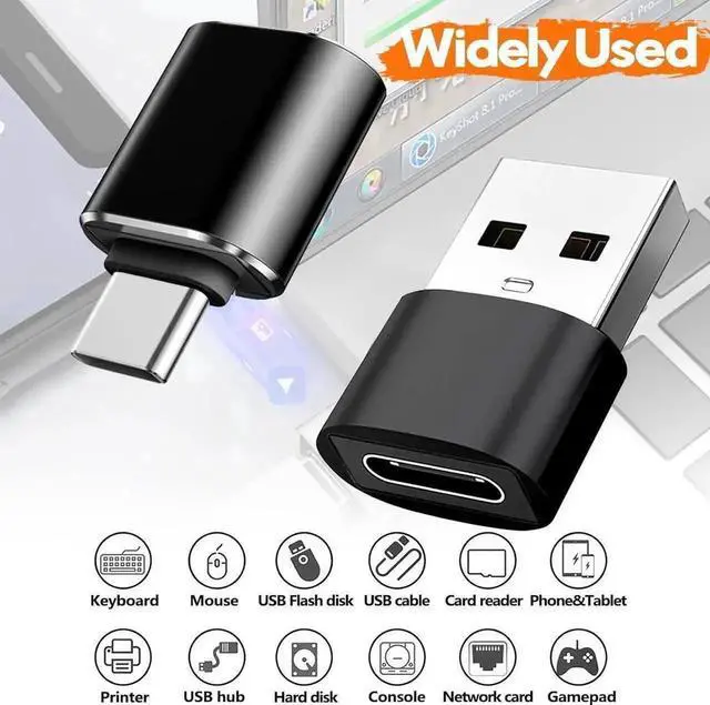 Alt view image 3 of 7 - WRIARICH 4 Pack USB Adapters Combo (2 Pack USB-C Male to USB-A Female + 2 Pack USB-A Male to USB-C Female), SuperSpeed Data Transfer & Fast Charging Converter, Black