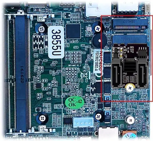 Alt view image 4 of 7 - WRIARICH PCIe 3.0 M.2 NGFF A+E Key to Dual SATA Adapter Card, JMB582 Chip, 6Gbps SATA Expansion for 2230 M.2 Slot PC & Server