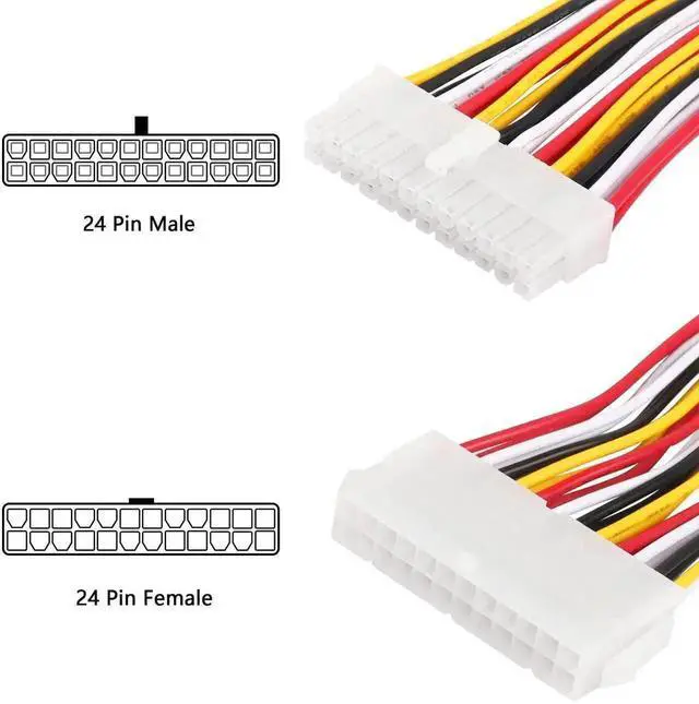 Alt view image 3 of 5 - WRIARICH 30cm ATX 24Pin Male to Female Motherboard Power Extension Cable, 18AWG PSU Extender Cord for PC Motherboard