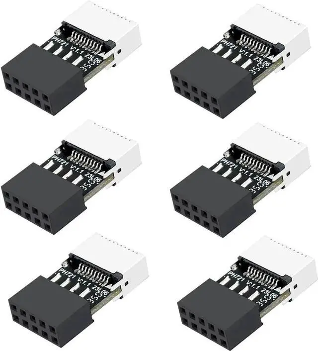 Main image of WRIARICH 6Pcs PH721 Motherboard USB2.0 9Pin Header Male to Female Type-E Adapter, Internal USB-C Front Panel Port Converter