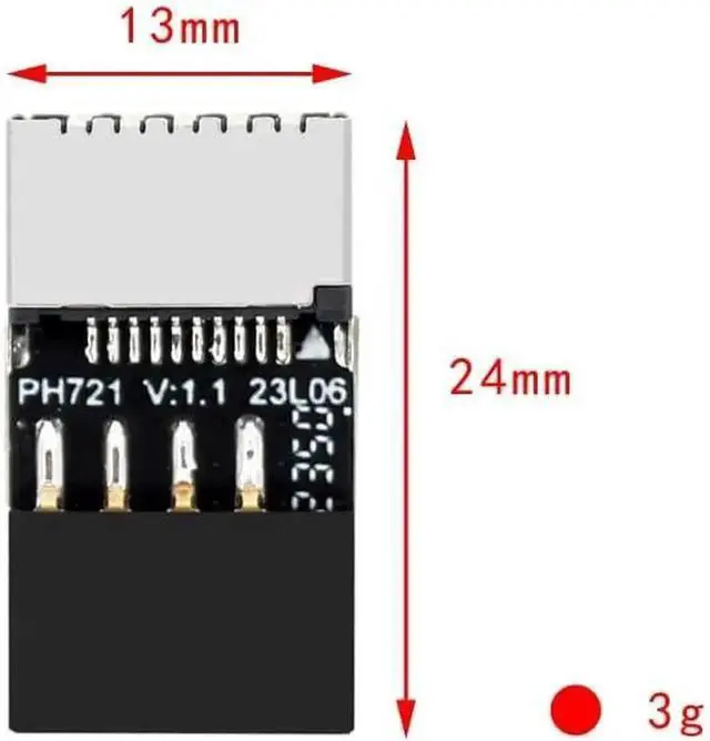 Alt view image 6 of 7 - WRIARICH 6Pcs PH721 Motherboard USB2.0 9Pin Header Male to Female Type-E Adapter, Internal USB-C Front Panel Port Converter