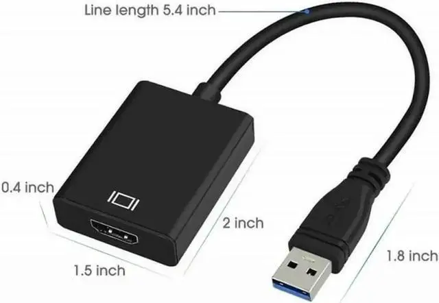 Main image of WRIARICH USB 3.0 to HDMI Adapter Cable, Male to Female Video Converter Cord, External Graphics Display Connector for Laptop, Desktop PC, HDTV, Monitor, Projector
