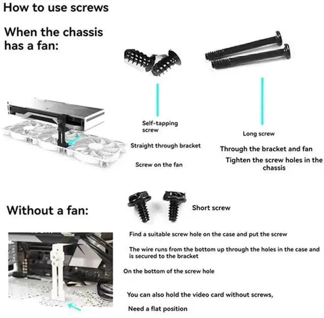 Alt view image 4 of 4 - WRIARICH White Adjustable GPU Support Bracket, Graphics Card Anti-Sag Holder Mounted on 12cm Case Fan Position
