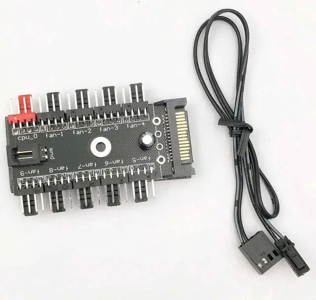 Alt view image 3 of 5 - WRIARICH 1-Pack 10-Way 4Pin PWM Fan Hub, SATA Powered 1 to 10 Fan Splitter with Cable