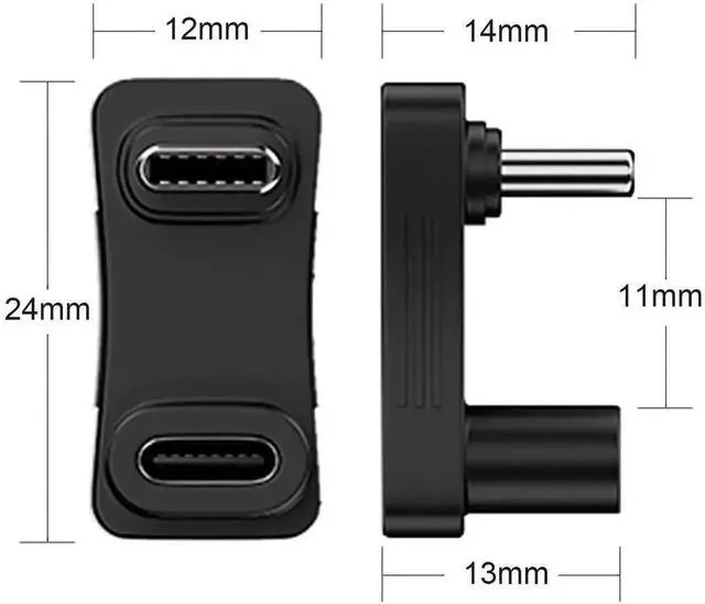 Alt view image 3 of 6 - WRIARICH 2 Pack 180 Degree U-Shaped USB C Adapter, 10Gbps Data 100W PD Fast Charging Type-C Male to Female Elbow Connector for Steam Deck Switch Laptops Phones