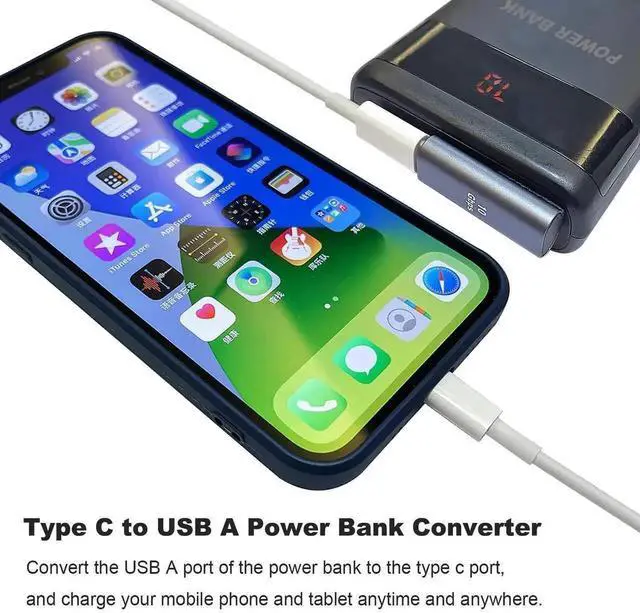 Alt view image 3 of 6 - WRIARICH2 Pack 90 Degree Left & Right Angle USB C Female to USB A Male Adapter, Type C to USB A Fast Charging Connector Compatible with iPhone, Apple Watch, AirPods, iPad Air/Mini & More USB-C Devices