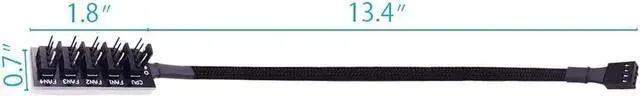 Alt view image 3 of 7 - WRIARICH 2 Pack 1-to-5 4-Pin PWM Fan Splitter Cable, Motherboard Fan Header Extension Cord Compatible with 3Pin & 4Pin ATX PC Chassis Cooling Fans