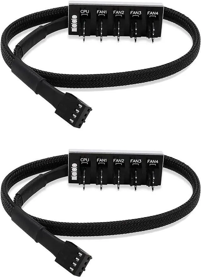 Main image of WRIARICH 2 Pack 1-to-5 4-Pin PWM Fan Splitter Cable, Motherboard Fan Header Extension Cord Compatible with 3Pin & 4Pin ATX PC Chassis Cooling Fans
