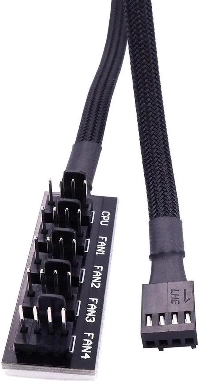 Alt view image 5 of 7 - WRIARICH 2 Pack 1-to-5 4-Pin PWM Fan Splitter Cable, Motherboard Fan Header Extension Cord Compatible with 3Pin & 4Pin ATX PC Chassis Cooling Fans