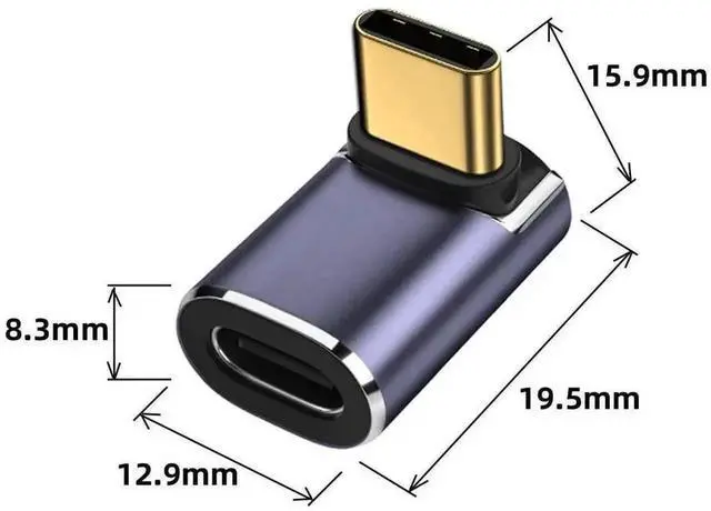 Alt view image 6 of 7 - WRIARICH Up & Down 90 Degree USB4 Type-C Male to Female Adapter, 40Gbps Bandwidth 100W PD Charging 8K Video Converter for USB4.0 & Thunderbolt 3/4 Devices