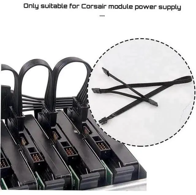 Alt view image 4 of 6 - WRIARICH 20 Inch 6Pin Male to 3 x 15Pin Female SATA Power Cable for Corsair Modular PSU