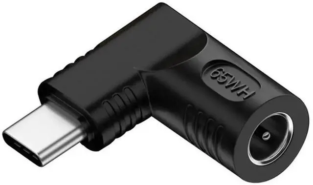 Main image of WRIARICH 65W Right Angle DC 5.5x1.7mm to USB-C PD Power Adapter, 20V DC Input to Type-C Output 90 Degree Elbow Charging Converter Plug