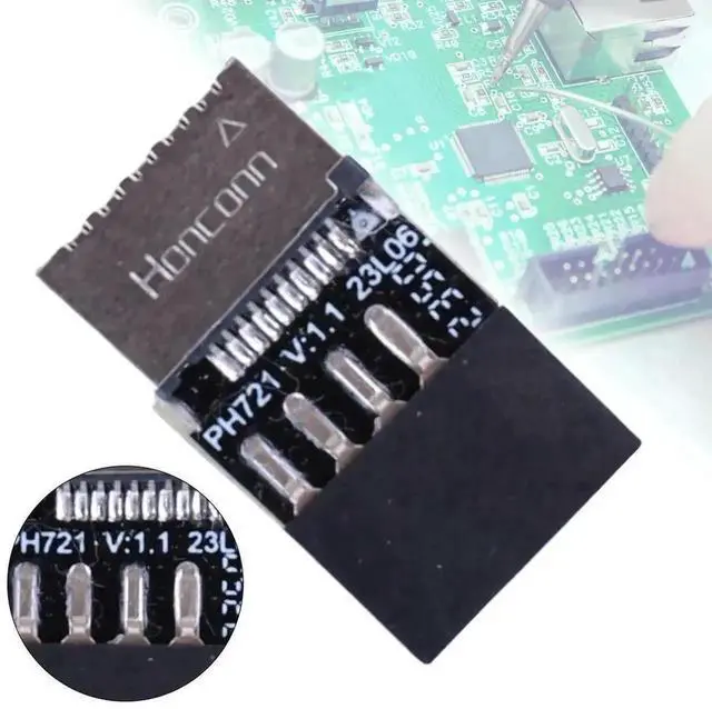 Alt view image 2 of 4 - WRIARICH USB 2.0 9Pin Motherboard Header To USB 3.1 Gen2 Type-E Key-A Front Panel Socket Adapter, Internal USB-C Extender Card For Desktop PC Chassis