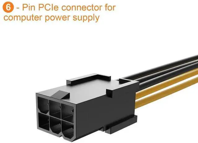 Alt view image 4 of 6 - WRIARICH 2-Pack 10cm (4 Inches) PCIe 6 Pin to 8 Pin Graphics Card Power Adapter Cable