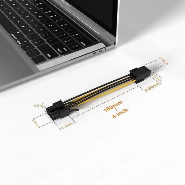 Alt view image 2 of 6 - WRIARICH 2-Pack 10cm (4 Inches) PCIe 6 Pin to 8 Pin Graphics Card Power Adapter Cable
