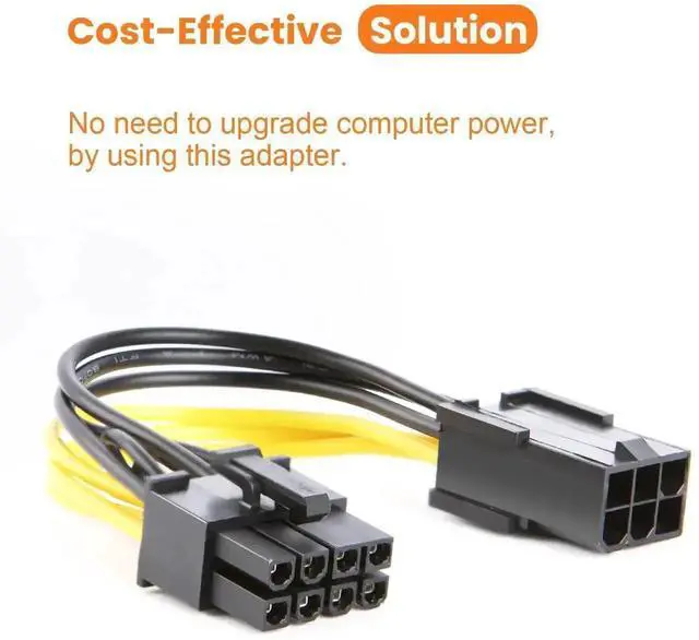 Alt view image 6 of 6 - WRIARICH 2-Pack 10cm (4 Inches) PCIe 6 Pin to 8 Pin Graphics Card Power Adapter Cable