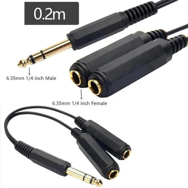 Alt view image 4 of 6 - WRIARICH 6.35mm 1/4 Inch Male to Dual Female Stereo Audio Y Splitter Cable, 1-in-2 Speaker Instrument AUX Extension Converter Cord