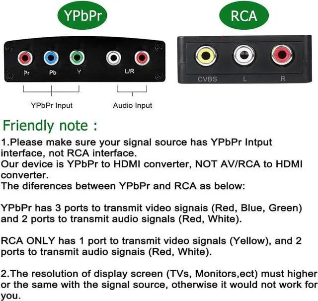Alt view image 7 of 7 - WRIARICH YPbPr Component to HDMI Converter, 5RCA RGB to HDMI Adapter, 1080P Component Input to HDMI Output Video Converter