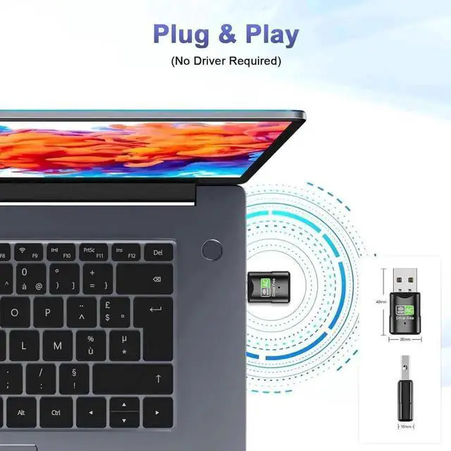 Alt view image 7 of 7 - WRIARICH AC650 USB WiFi Adapter, 650Mbps Dual Band 2.4G/5G Wireless Network Dongle Compatible with Windows Vista XP 7 8.1 10 11