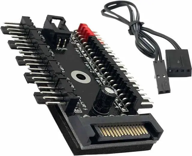 Alt view image 3 of 5 - WRIARICH 1-Pack SATA Powered 1-to-10 4Pin PWM Fan Hub PCB Splitter Cable for PC Cooling Fans