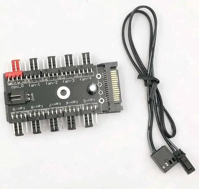 Alt view image 4 of 5 - WRIARICH 1-Pack SATA Powered 1-to-10 4Pin PWM Fan Hub PCB Splitter Cable for PC Cooling Fans