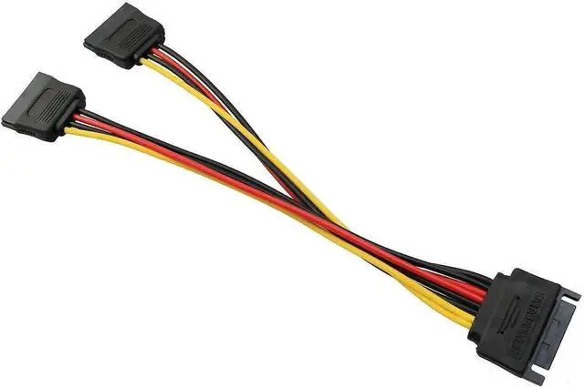 Alt view image 4 of 4 - WRIARICH 5PCS 20cm SATA 15Pin Male to Dual 15Pin Female Y-Splitter Power Extension Cables