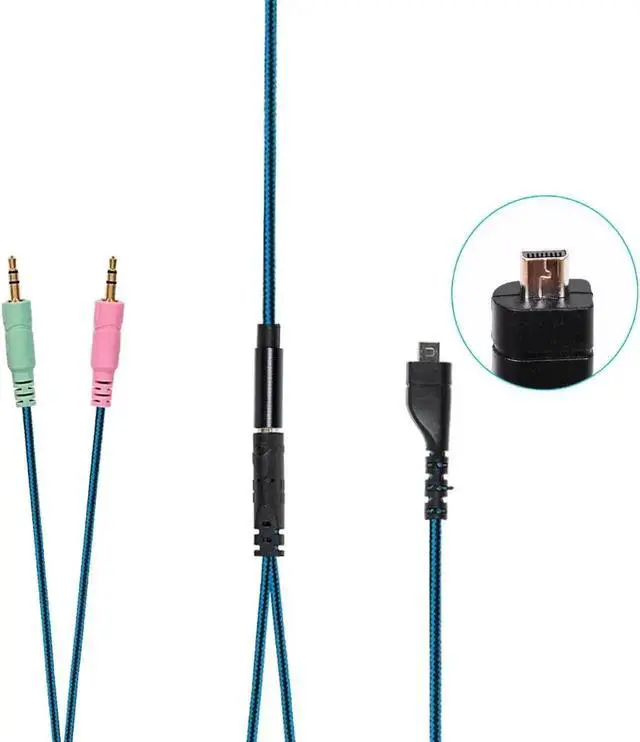 Alt view image 3 of 3 - WRIARICH Straight Plug Gaming Headset Audio Replacement Cord with Adapter Cable, Compatible with SteelSeries Arctis 3 / Arctis 5 / Arctis 7 Gaming Headphones