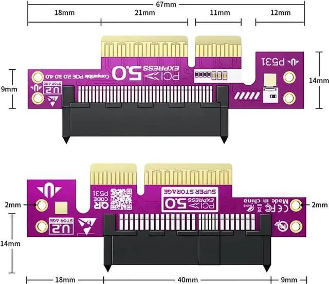 Alt view image 2 of 4 - WRIARICH PCIe 5.0 X4 to U.2 SFF-8639 NVMe Adapter Card, Up to 128Gbps Bandwidth for U.2 NVMe SSD