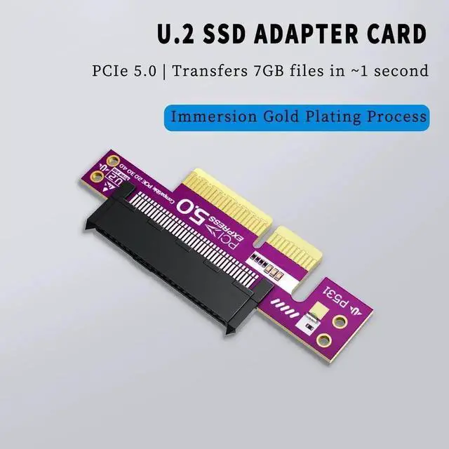 Alt view image 3 of 4 - WRIARICH PCIe 5.0 X4 to U.2 SFF-8639 NVMe Adapter Card, Up to 128Gbps Bandwidth for U.2 NVMe SSD