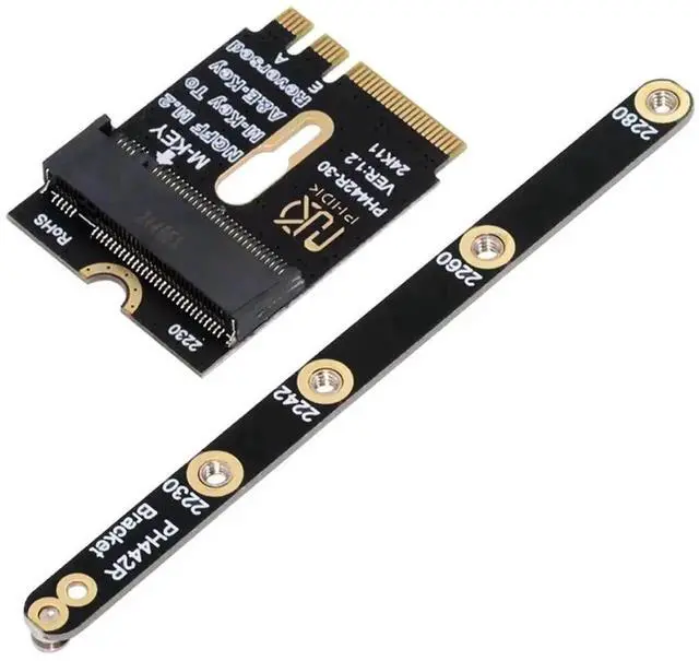 Main image of WRIARICH 2230 NGFF A+E-Key Male to NVME M-Key Female PCIe 4.0 SSD Extension Adapter with Mount Bracket, Convert Laptop 2230 Slot to Support 2280 NVMe SSD