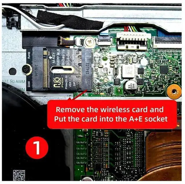Alt view image 3 of 7 - WRIARICH 2230 NGFF A+E-Key Male to NVME M-Key Female PCIe 4.0 SSD Extension Adapter with Mount Bracket, Convert Laptop 2230 Slot to Support 2280 NVMe SSD