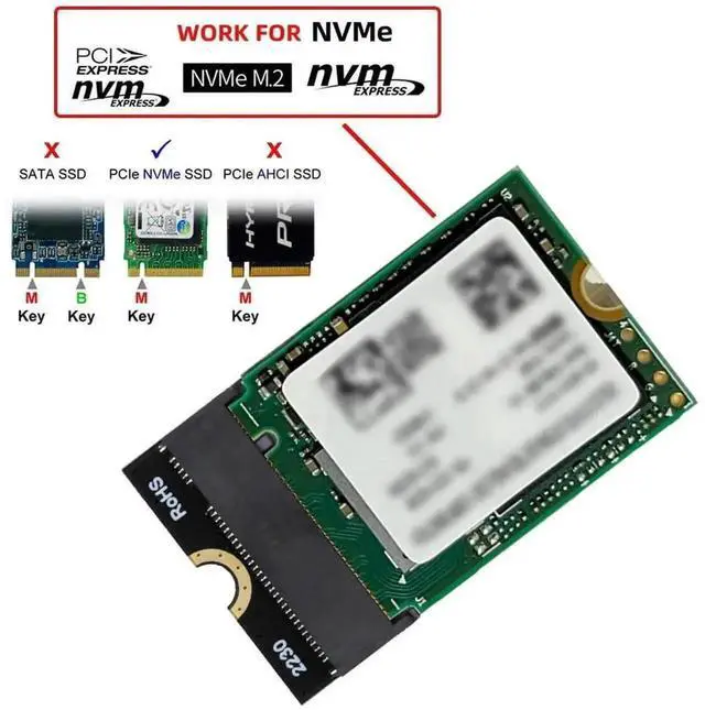 Alt view image 6 of 7 - WRIARICH 2230 NGFF A+E-Key Male to NVME M-Key Female PCIe 4.0 SSD Extension Adapter with Mount Bracket, Convert Laptop 2230 Slot to Support 2280 NVMe SSD