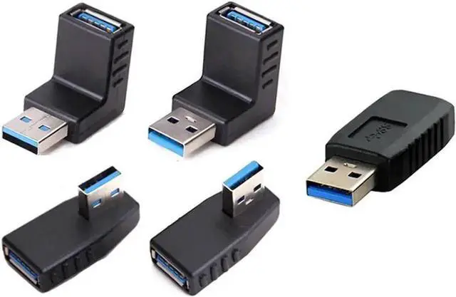 Main image of WRIARICH 5 Pack USB 3.0 Male to Female Gender Changer Adapter Kit, 180° & 90° Up/Down/Left/Right Right-Angle USB Port Protector Saver for Laptops & Desktops