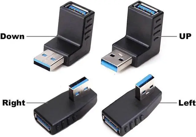 Alt view image 4 of 5 - WRIARICH 5 Pack USB 3.0 Male to Female Gender Changer Adapter Kit, 180° & 90° Up/Down/Left/Right Right-Angle USB Port Protector Saver for Laptops & Desktops