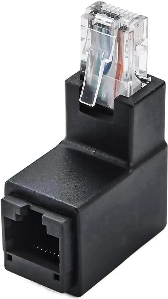 Main image of WRIARICH 90° & 270° Up Angle RJ45 Ethernet Adapter, 8P8C Male to Female Cat5e Cat6 LAN Cable Right Angle Extender Connector