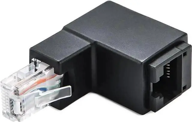 Alt view image 2 of 7 - WRIARICH 90° & 270° Up Angle RJ45 Ethernet Adapter, 8P8C Male to Female Cat5e Cat6 LAN Cable Right Angle Extender Connector