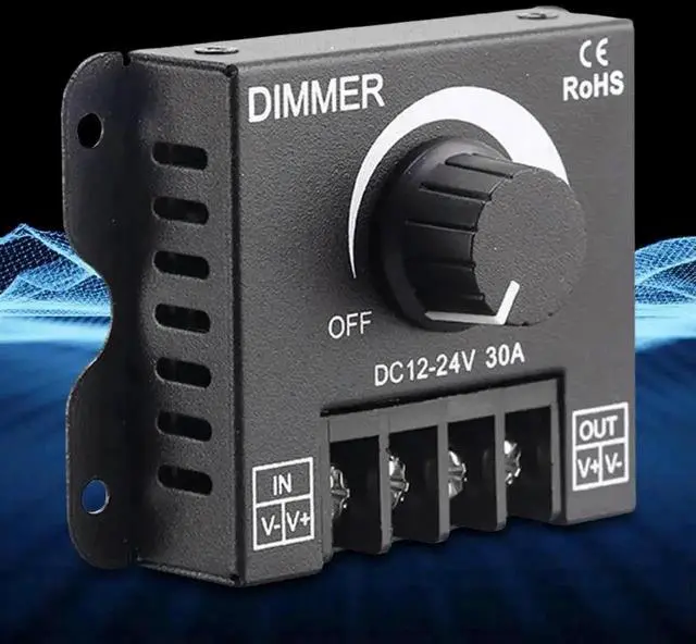 Alt view image 2 of 3 - WRIARICH 30A LED Knob Dimmer, DC12V/24V Max 360W, Brightness Adjustable Switch for Single Color LED Strips