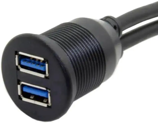 Alt view image 3 of 7 - WRIARICH U3-383-2P-1.0M 1m Waterproof Dual USB 3.0 Flush Mount Car Extension Cable, Dashboard Panel Mount