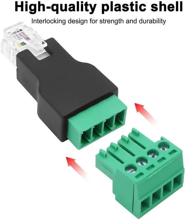 Alt view image 6 of 7 - WRIARICH 2 Pack RJ11 6P4C Male to 4-Pin Screw Terminal Adapter, Solderless Shielded RJ11 Plug to Terminal Block Converter for Telephone & CCTV Cables