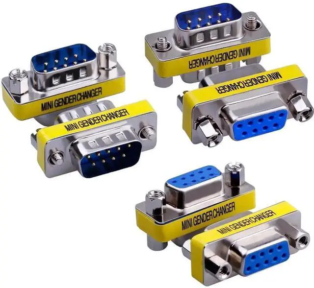 Main image of WRIARICH 6-Pack DB9 RS232 Serial Gender Changer Coupler, 9Pin DB9 Male to Male & Female to Female Serial Port Adapter for Industrial Equipment, POS Machines, PLC Controllers