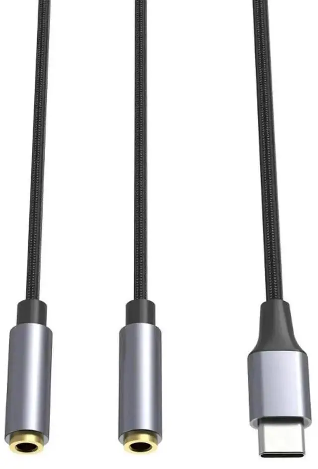 Alt view image 3 of 3 - WRIARICH USB C to Dual 3.5mm Audio Splitter Adapter, Type-C Male to Two 3.5mm Female Y Aux Extender for Sharing Music on Phones & Tablets
