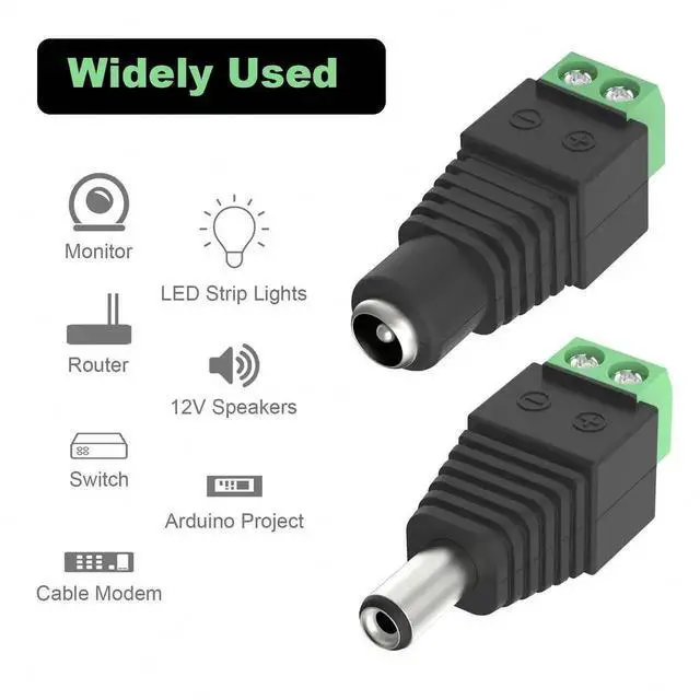 Alt view image 2 of 6 - WRIARICH 5.5x2.1mm DC Power Male Female Connectors, 5 Pair (5 Male+5 Female) 12V DC Jack Plugs for LED Strips & CCTV Cameras