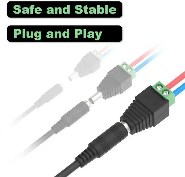 Alt view image 3 of 6 - WRIARICH 5.5x2.1mm DC Power Male Female Connectors, 5 Pair (5 Male+5 Female) 12V DC Jack Plugs for LED Strips & CCTV Cameras