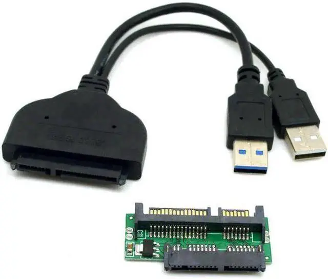 Alt view image 3 of 3 - WRIARICH 1 Set USB 3.0 to 22Pin SATA + SATA to Micro SATA Adapter Kit, for 1.8" Micro SATA & 2.5" SATA Hard Drives, Extra USB Power Cable Included